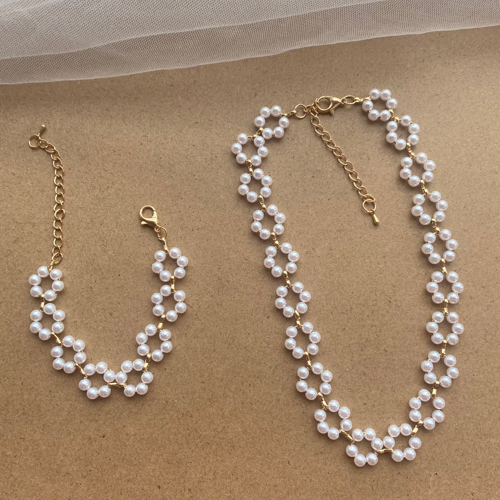 Conjunto de Colar e pulseira de Pérolas para Mulheres - O Retalho