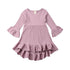Vestidos elegantes infantil roupas de meninas com riscas - O Retalho