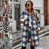 Temperament Leisure Long Plaid Tup Cardigan Coat - O Retalho