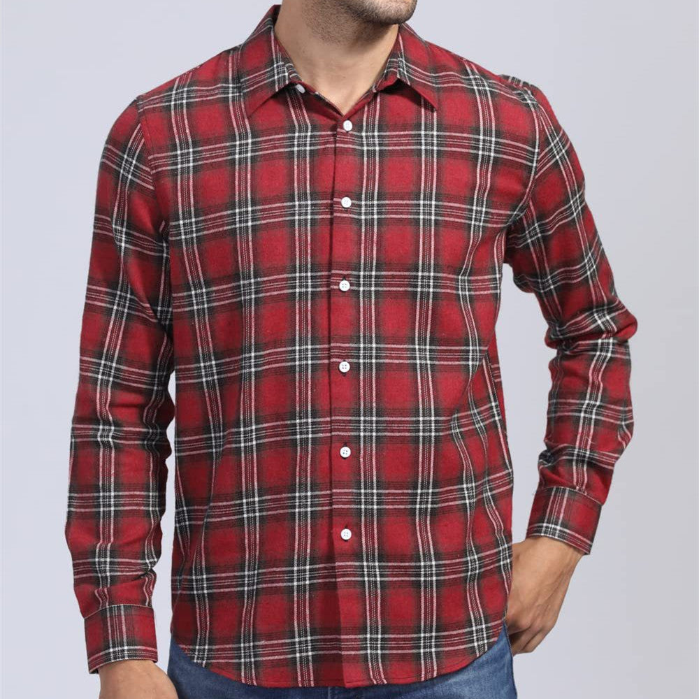 Camisa xadrez de lapela masculina - O Retalho