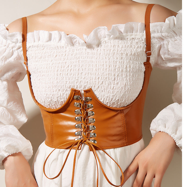 French Style European And American Fried Street Dark Girl Wrapped Chest Strap Waist Seal - O Retalho