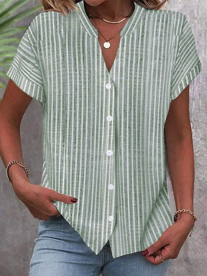 Camisa De Manga Curta Casual Listrada - O Retalho