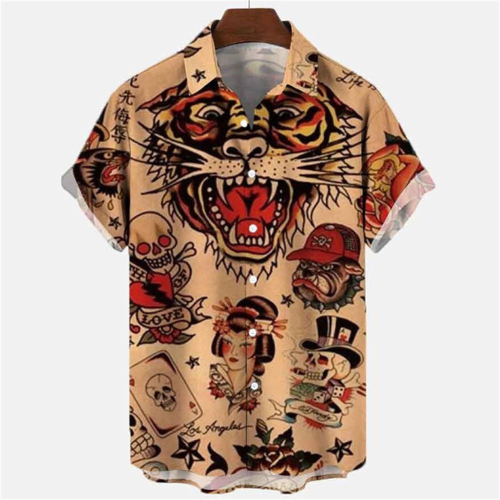 🌑Camisa Havaiana Animal Retro Mito 3D - O Retalho