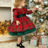 Vestido de Natal com laço xadrez vermelho para meninas - O Retalho