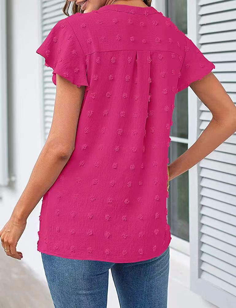 Camisa com V Pescoço Manga Curta - O Retalho