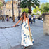 Vestido com Estampa de flores azuis - O Retalho