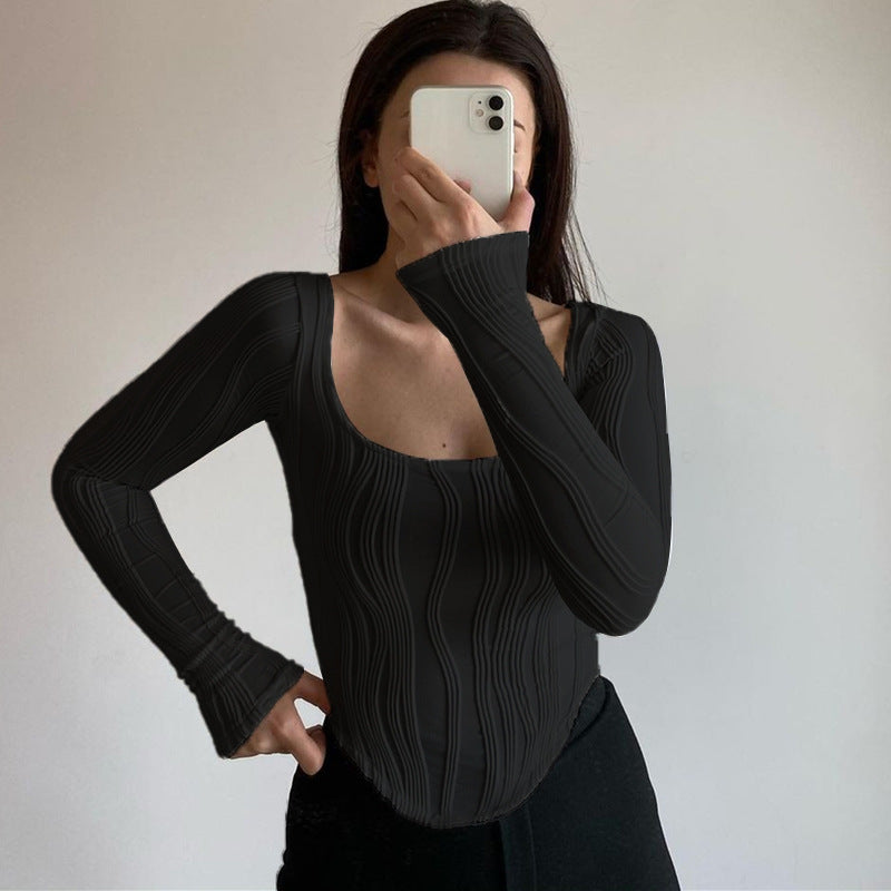 Camisa com decote U ,Manga Longa - O Retalho