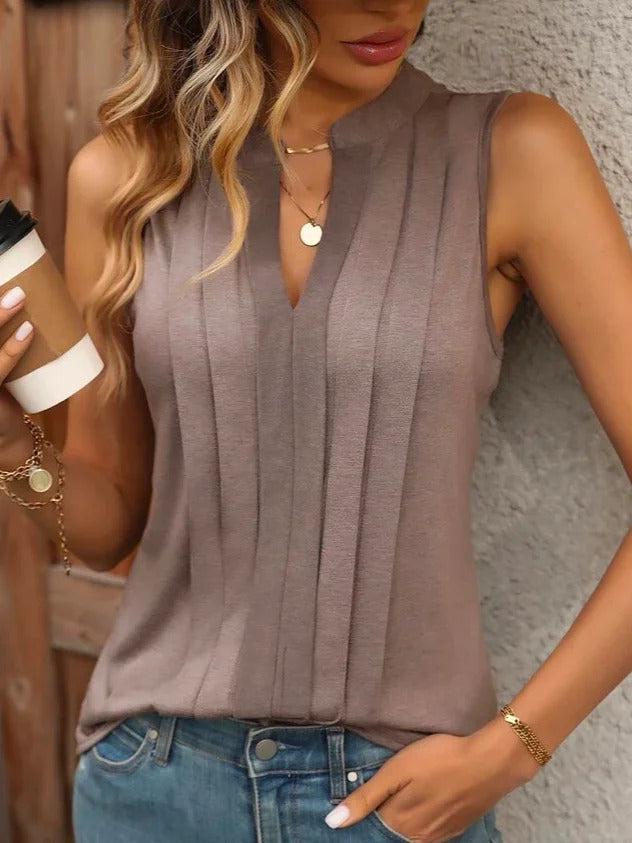 Blusa plissada com decote V - O Retalho