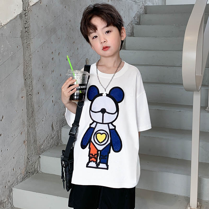 Camiseta de manga curta para meninos no verão - O Retalho