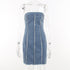 Ripped Wool Tops Denim Tube Top Wrapped Chest Sheath Dress - O Retalho