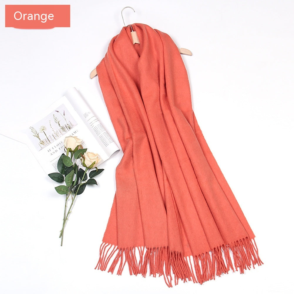 Women's Solid Color Lambswool Fringe Bib - O Retalho