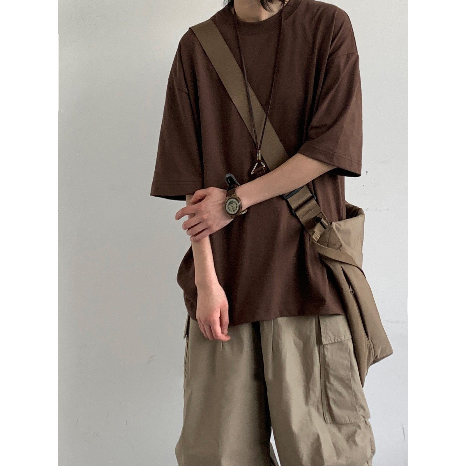 Camiseta masculina casual solta de manga curta - O Retalho