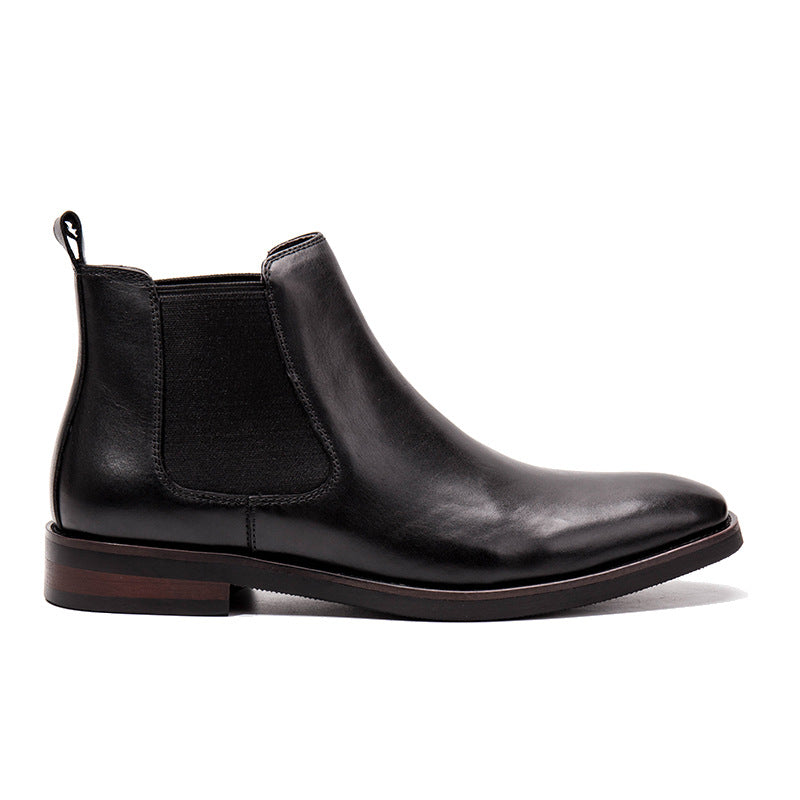 Sapatos masculinos de couro marrom com elástico nas laterais - O Retalho