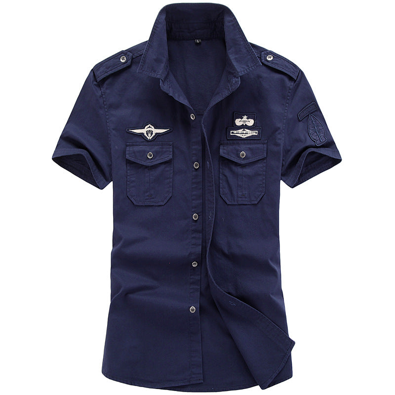 Camisa exterior de uniforme militar de manga curta de verão - O Retalho