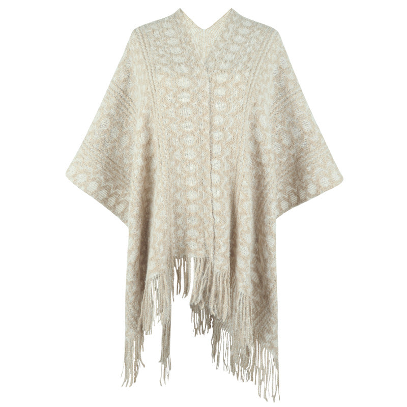 Polyester Yarn Crocheted Hollow Knitted Tassel Cape And Shawl Sweater Women's Cardigan - O Retalho