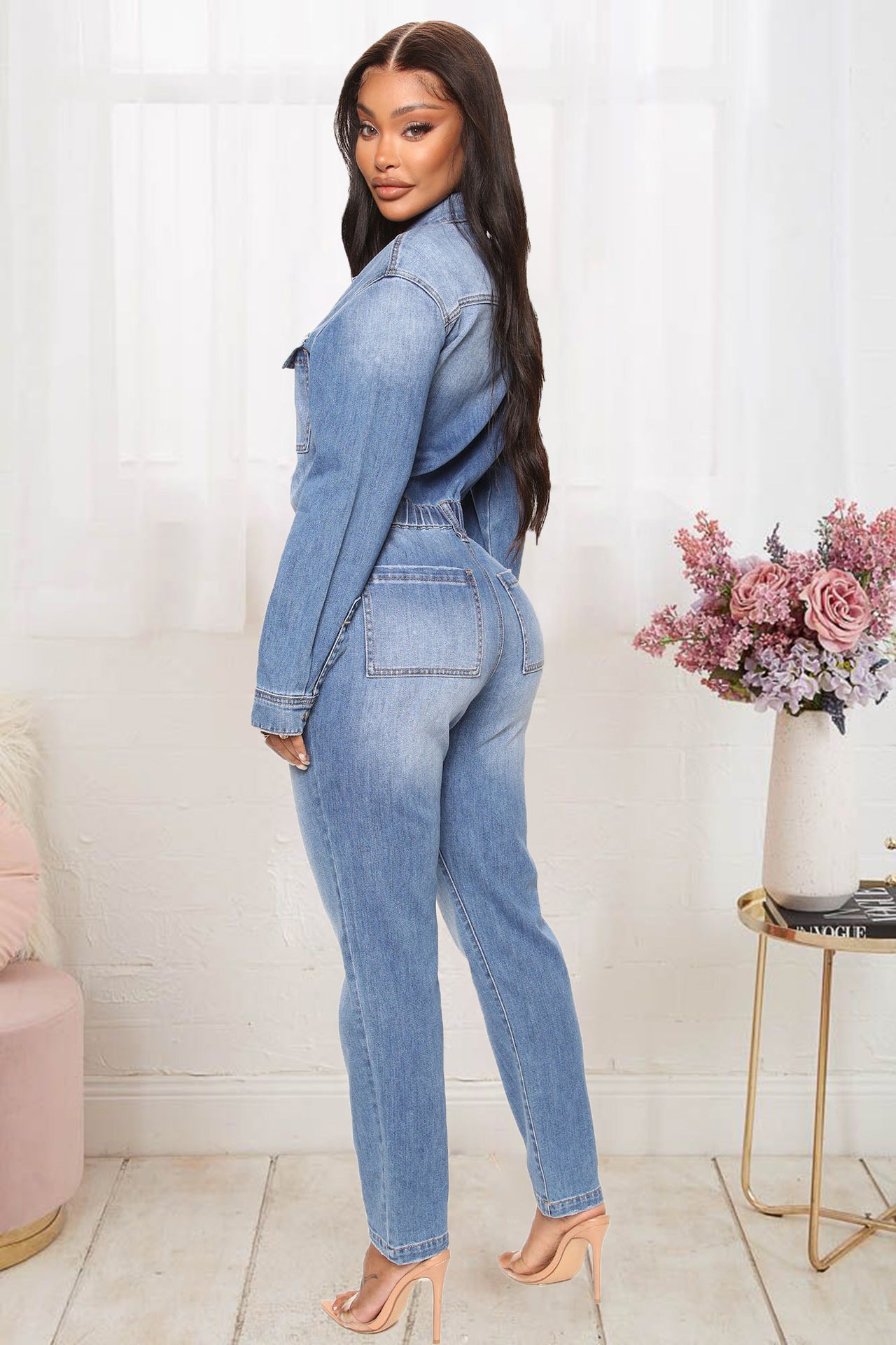 Macacão Jeans Slim Fit com Elástico - O Retalho