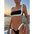 Women's Temperament Leisure Stitching Tube Top Split Swimsuit