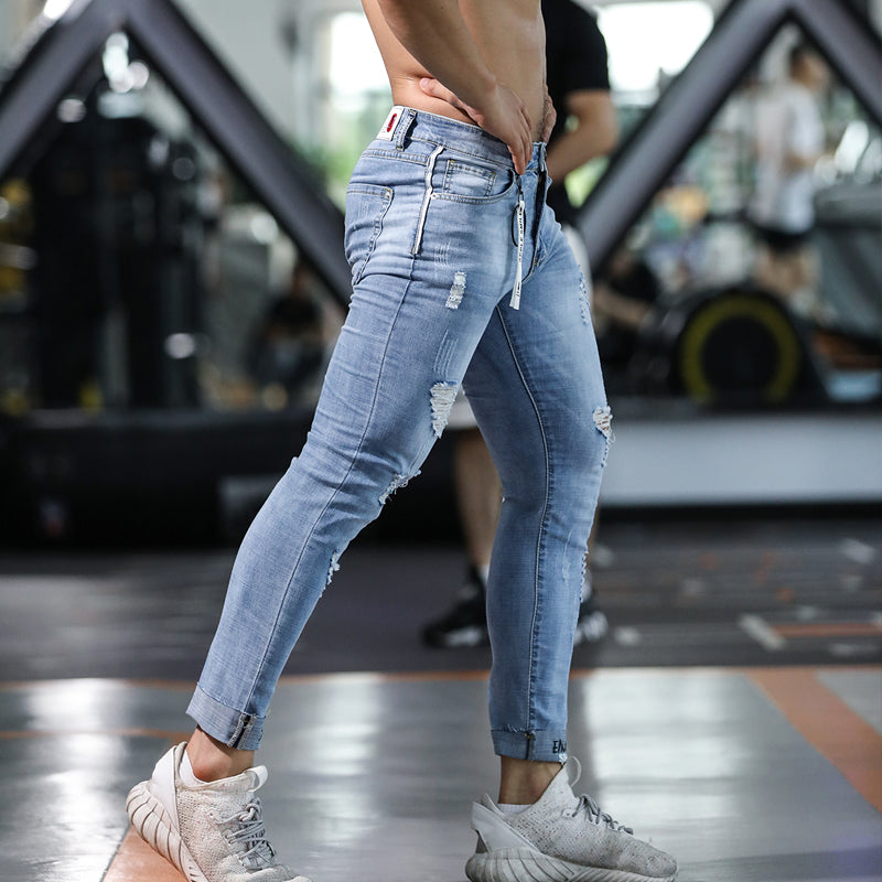 Calça Jeans Slim Rasgada - Moda Masculina Casual - O Retalho