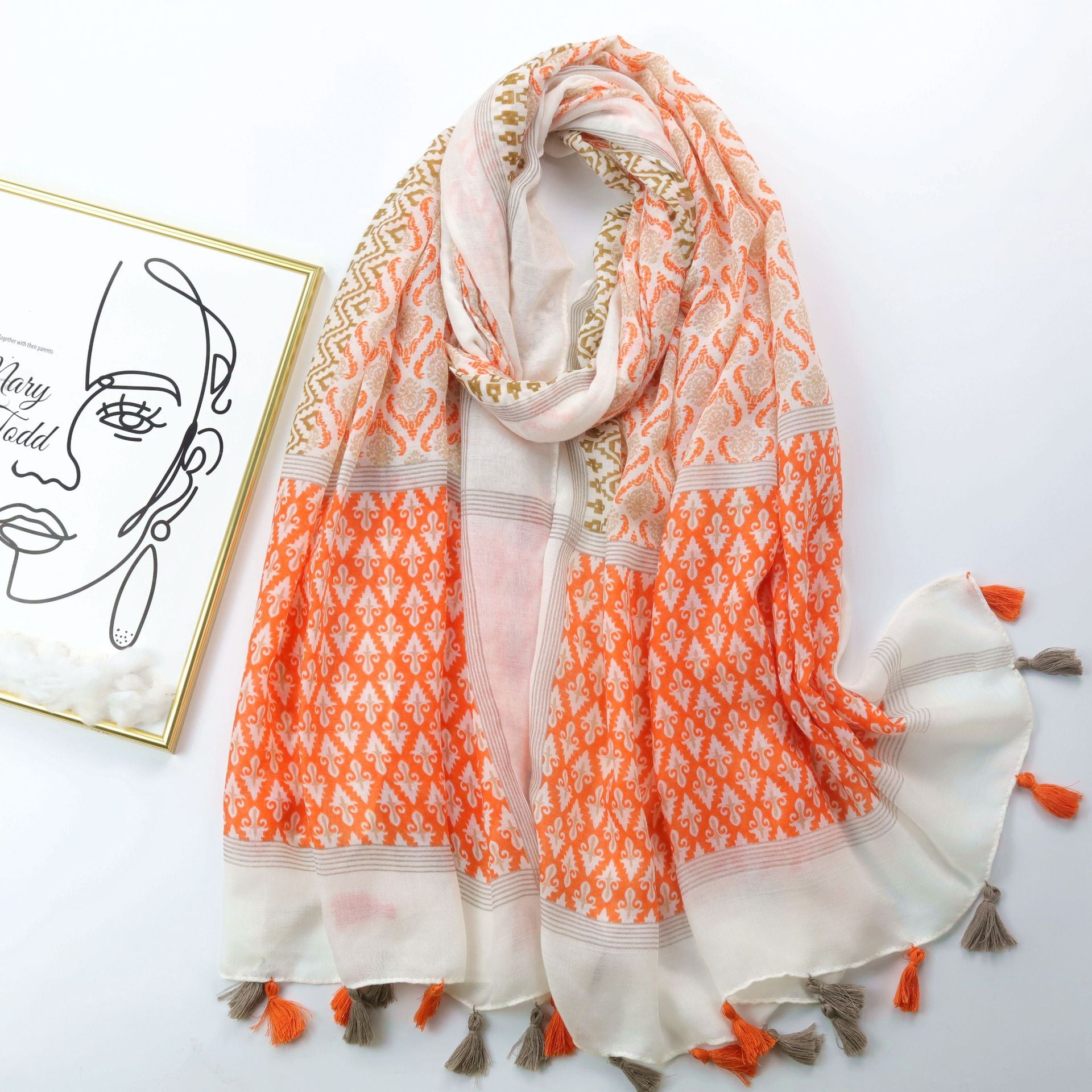 Baroque Geometric Printed Silk Scarf - O Retalho