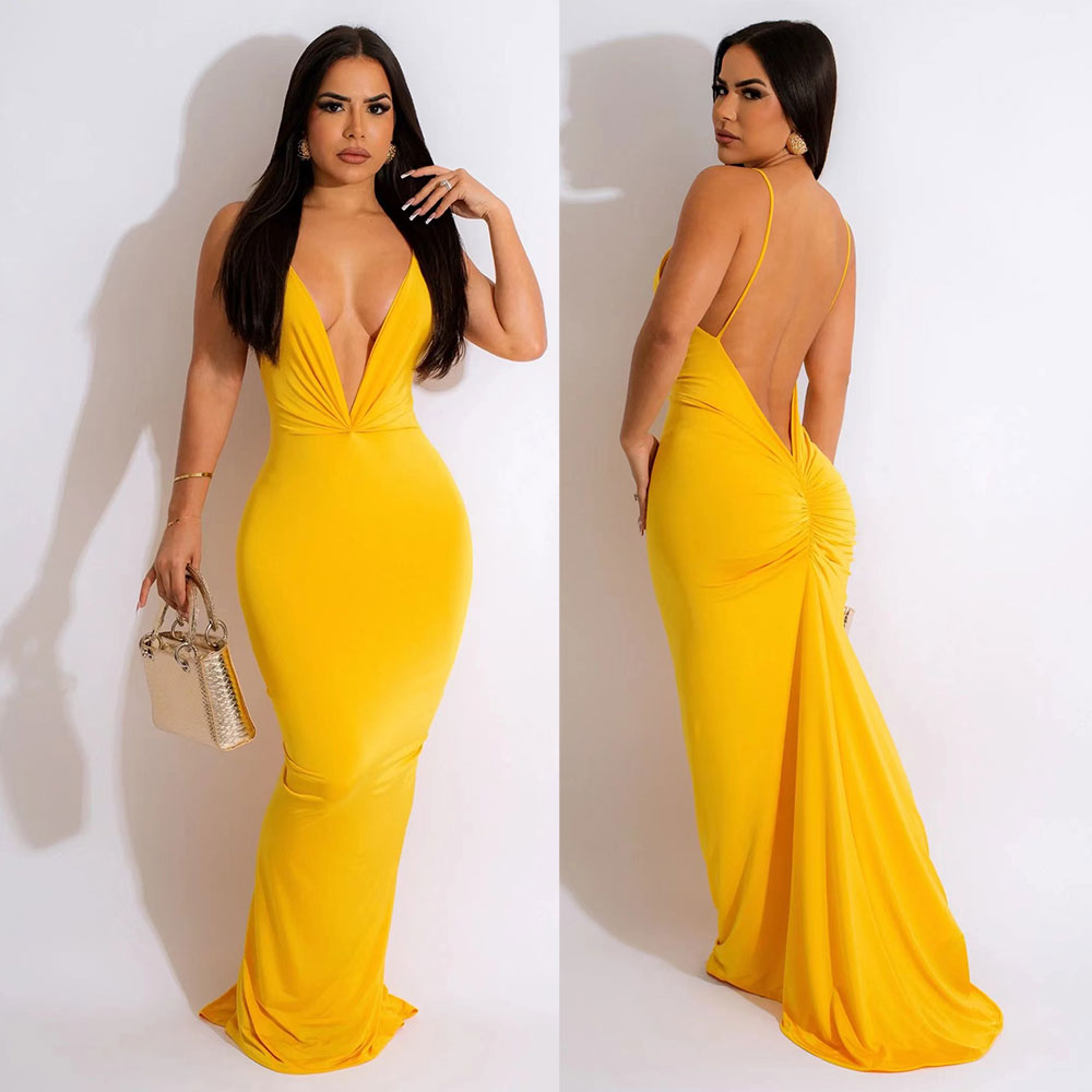 Vestido Fashion Sem Costas em Cor Sólida. - O Retalho