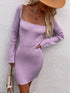 Vestido de Manga Longa com Gola Quadrada - O Retalho