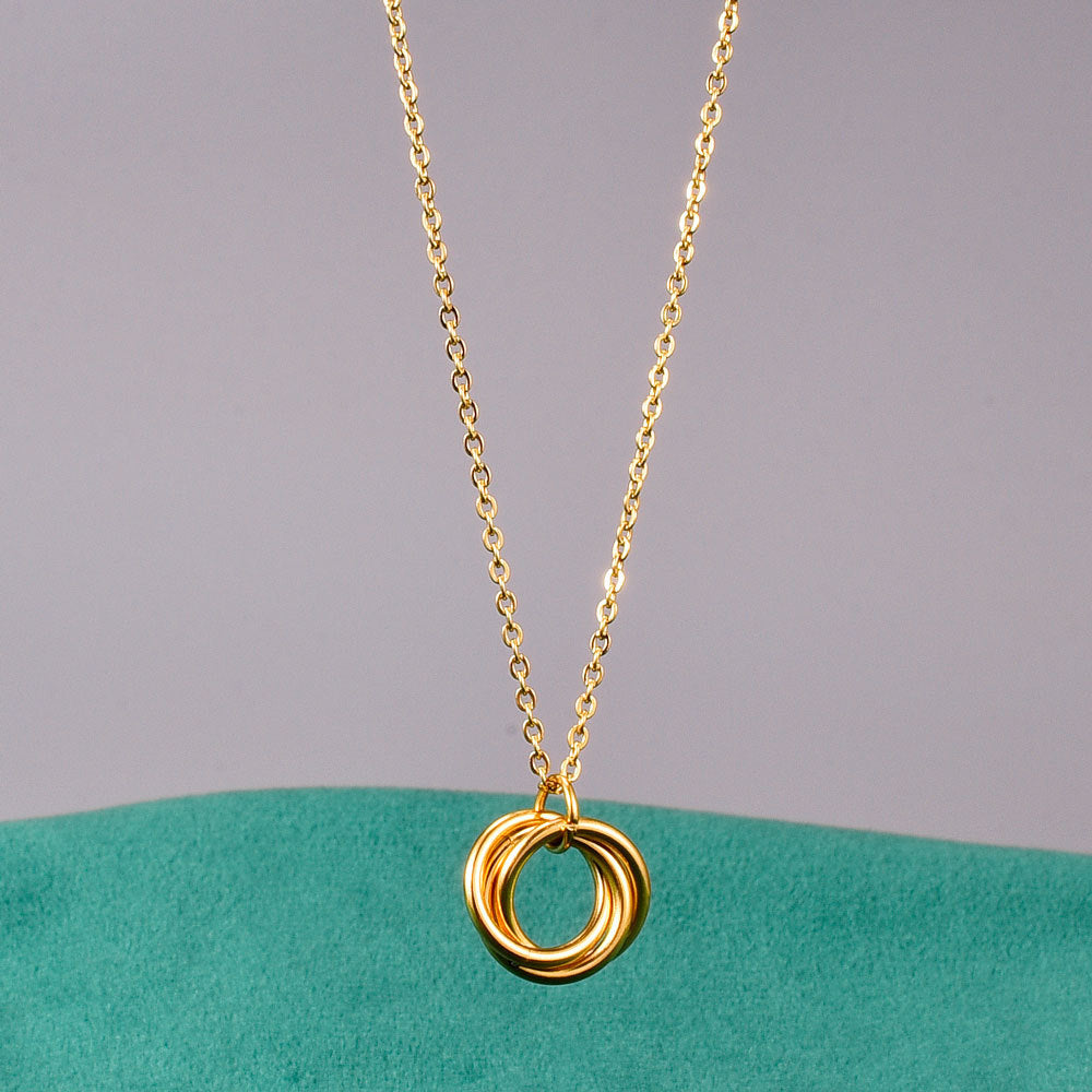 Colar Dourado de Três Anéis Para Mulheres - O Retalho