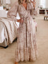 Leopard Print V Neck Long Sleeve Dress - O Retalho