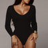 Bodysuit mangas compridas decote em V - O Retalho