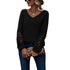 Loose Casual V-neck Lace Lace Long-sleeved - O Retalho