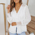 Camisa com decote em V de renda - O Retalho