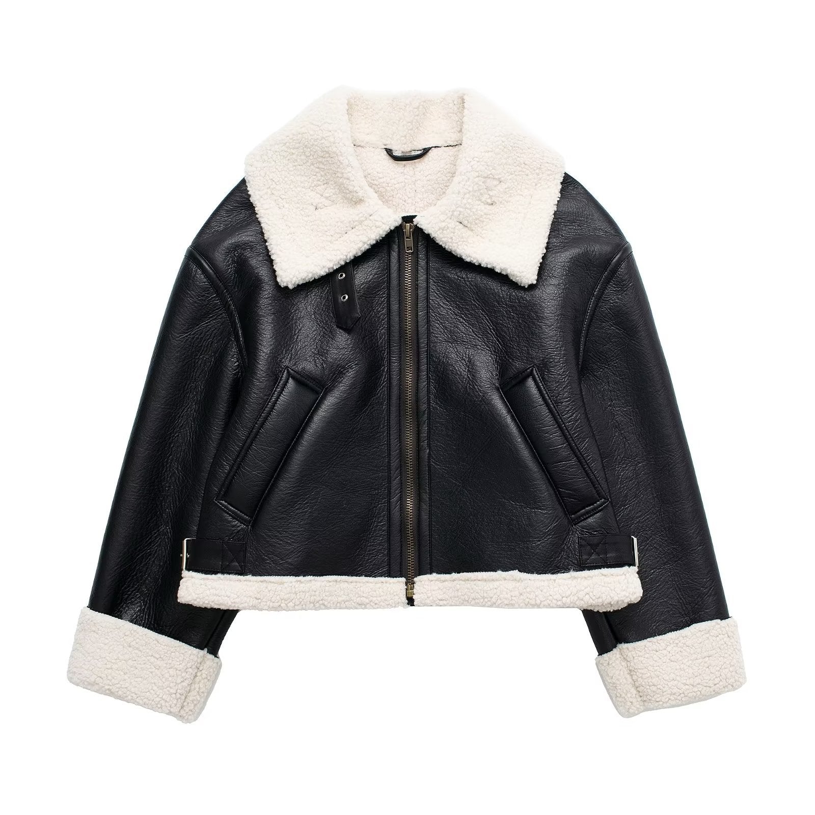Women's Casual Fur Brown Double-sided Short Coat - O Retalho