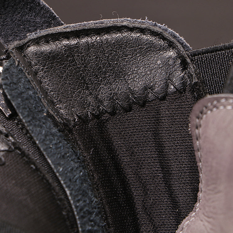 Botas casuais de couro com elástico nas laterais - O Retalho