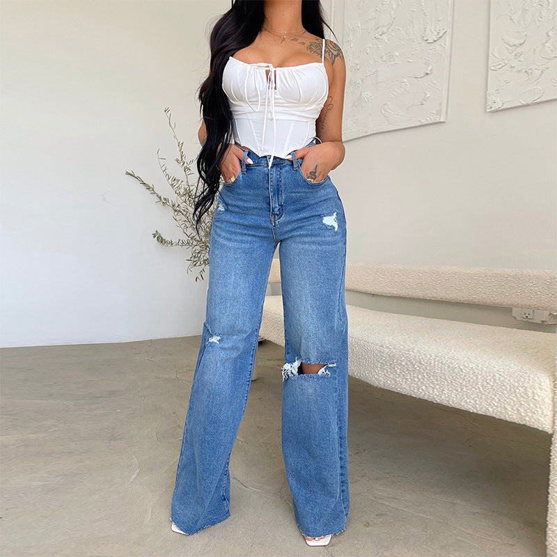 Calças jeans Casuais rasgadas - O Retalho