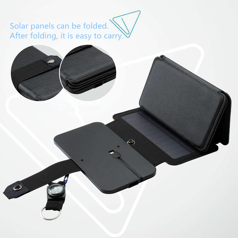 Carregador solar portátil com saída USB 5V 2.1A