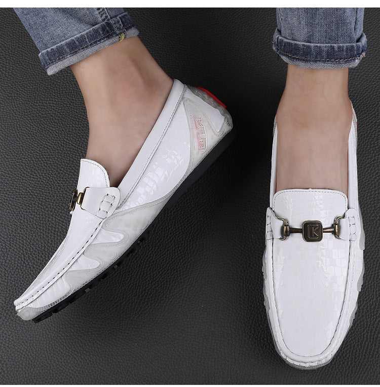 Sapatos casuais de couro de primeira camada para homens - O Retalho