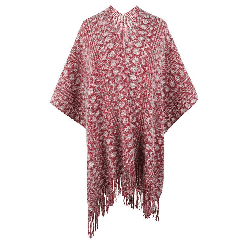 Polyester Yarn Crocheted Hollow Knitted Tassel Cape And Shawl Sweater Women's Cardigan - O Retalho