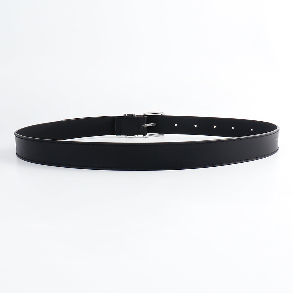 Men's And Women's Belts Simple Casual Retro Belt Metal Square Silver Button-head Fashion Collocation - O Retalho