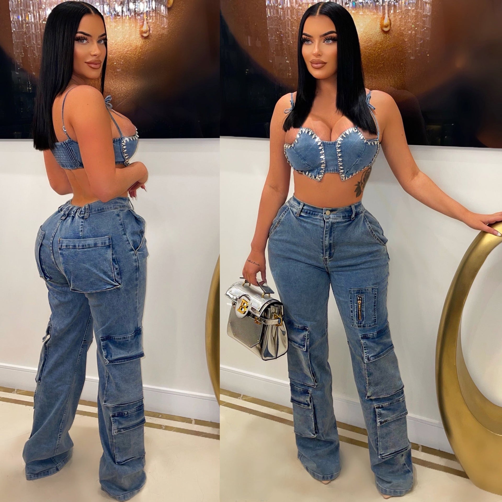 Calças Jeans com bolsos laterais - O Retalho