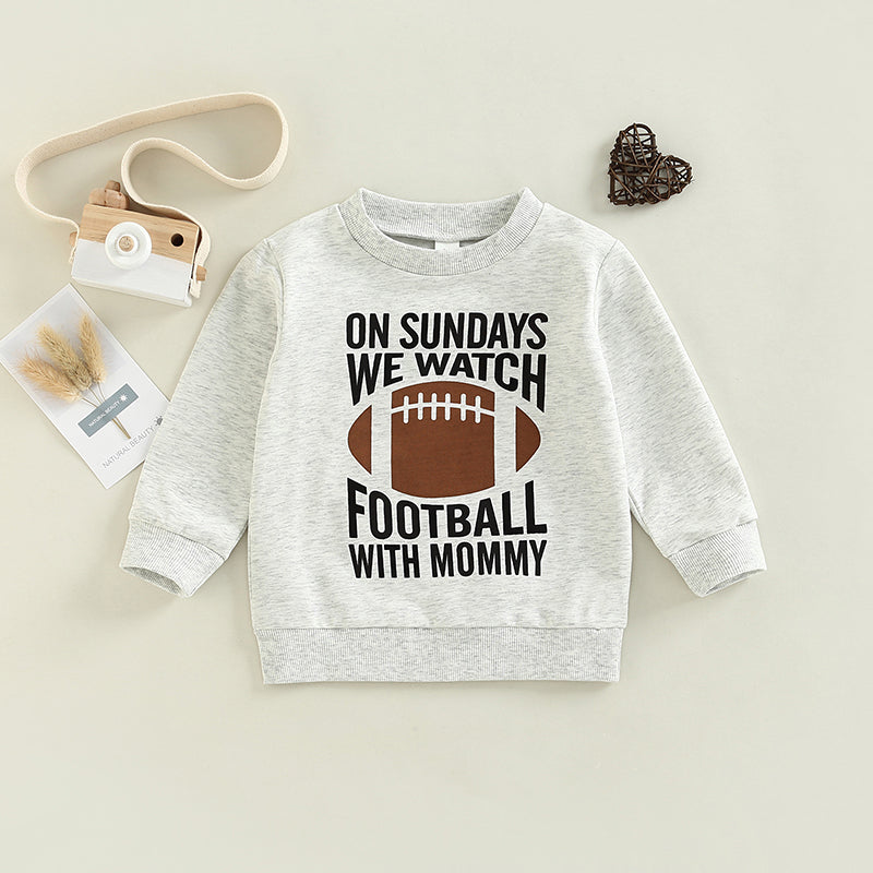 Kids Rugby Letters Print Pullover Long Sleeve Sweatshirt - O Retalho