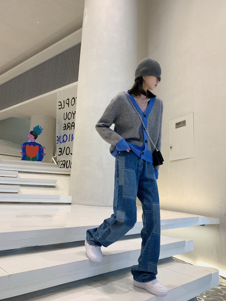 Calça com estampas jeans Largo para mulher - O Retalho