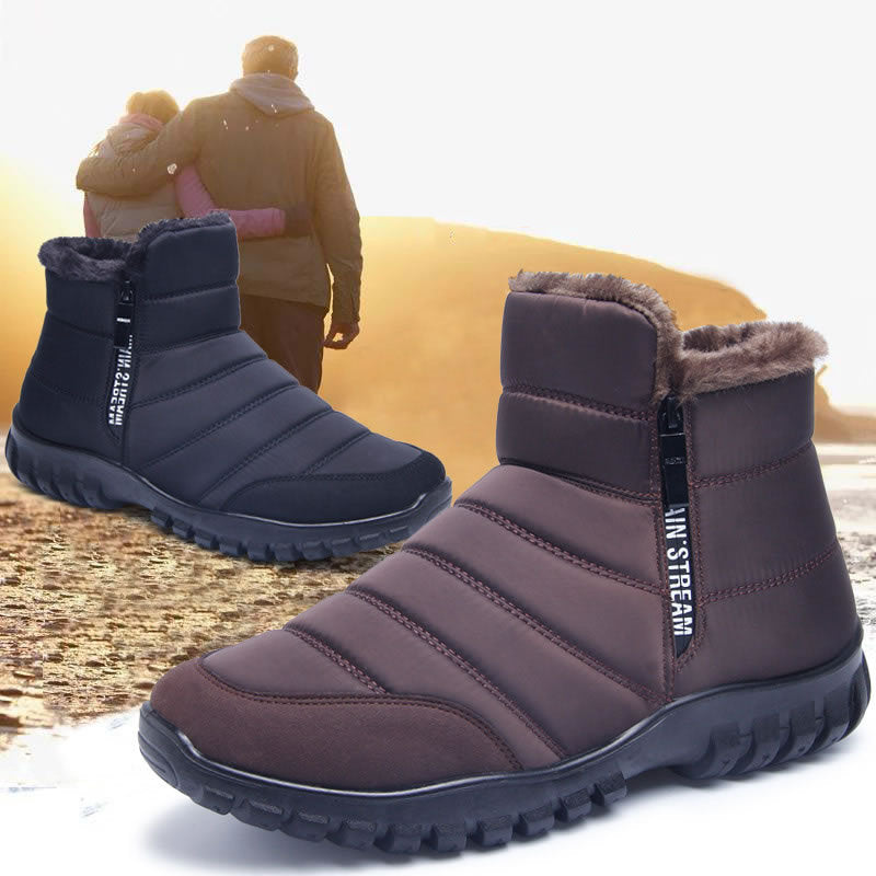 Botas de inverno para homens impermeáveis sapatos quentes com design de zíper - O Retalho