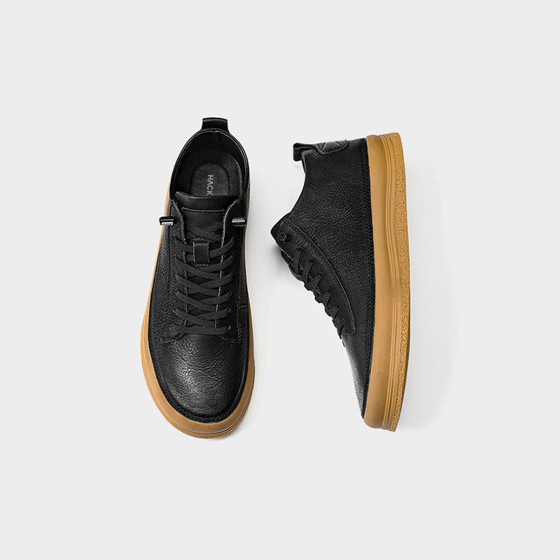 Sapatos casuais masculinos de couro com sola macia - O Retalho