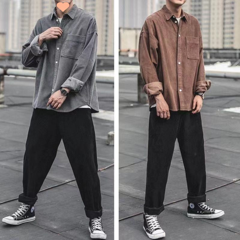 Camisa veluda solta da moda masculina - O Retalho
