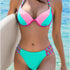 Women's Fashion Temperament Color Matching Triangle High Waist Bikini Swimsuit Two-piece