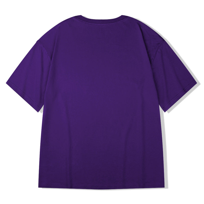 T-shirt de Algodão Manga solta curta de cor sólida - O Retalho
