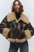 Women's Casual Fur Brown Double-sided Short Coat - O Retalho