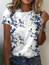 Blusa Feminina com Estampa Floral, Gola Redonda, Camiseta de Manga Curta - O Retalho