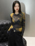 Women's Spaghetti-strap Floral Print Mesh Bottoming Shirt - O Retalho