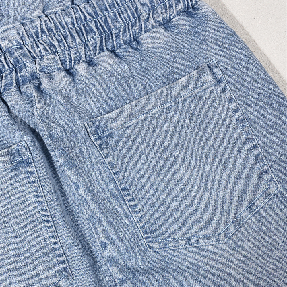 Macacão de Jeans com costas abertas e bolso - O Retalho
