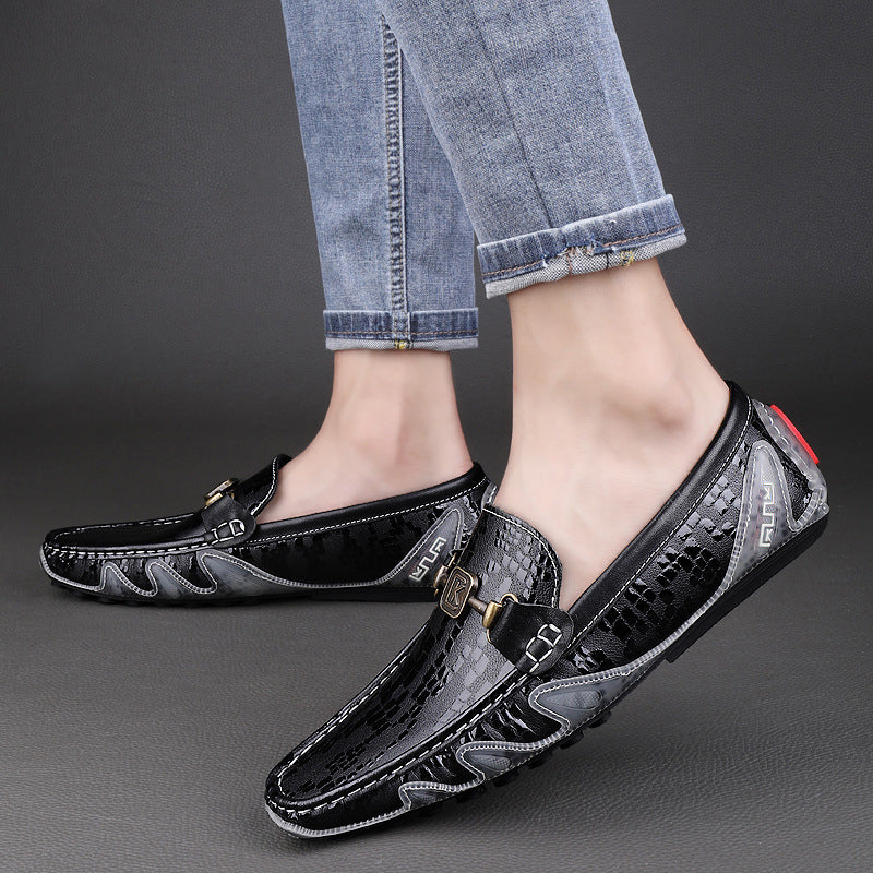 Sapatos casuais de couro de primeira camada para homens - O Retalho
